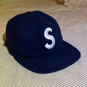 Supreme Wool Cap in Navy and Leather Strap